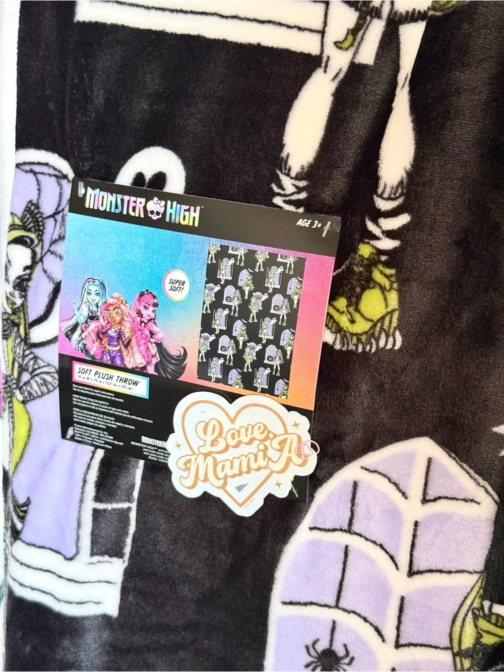 monster high Black & Purple Halloween Plush Throw Blanket